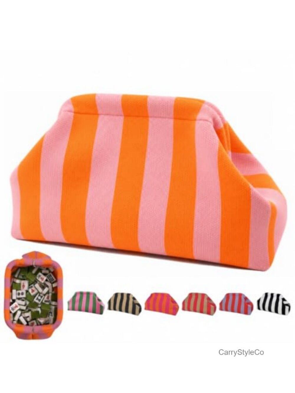 Striped Dumpling Style Woven Clutch Purses for Women Evening Bag Vacation